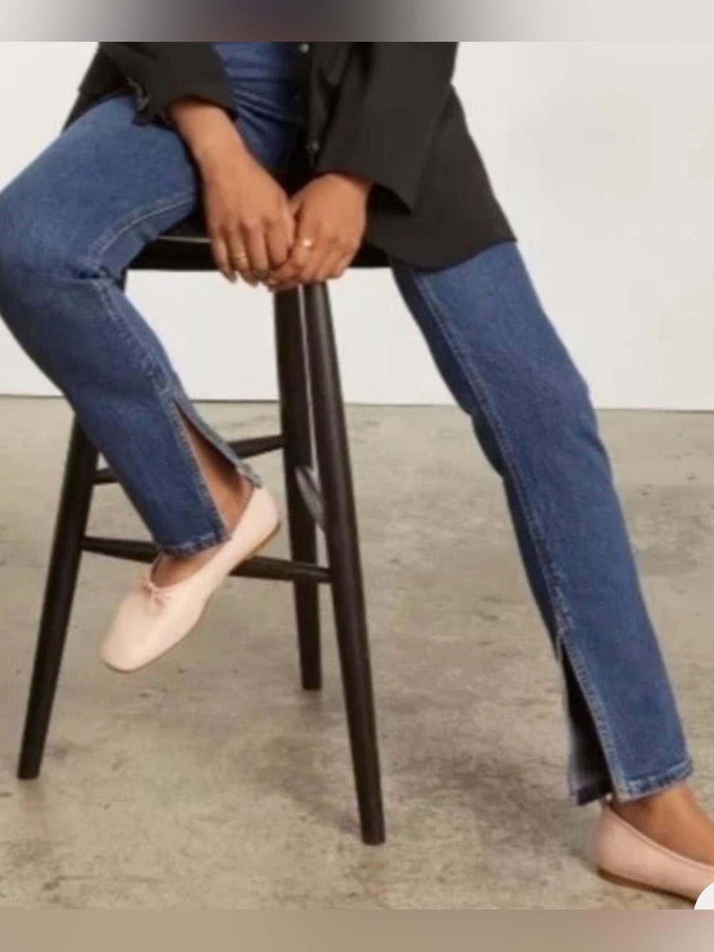 Everlane The Cheeky Split Hem Straight Leg Jeans Blue EUC Size 31